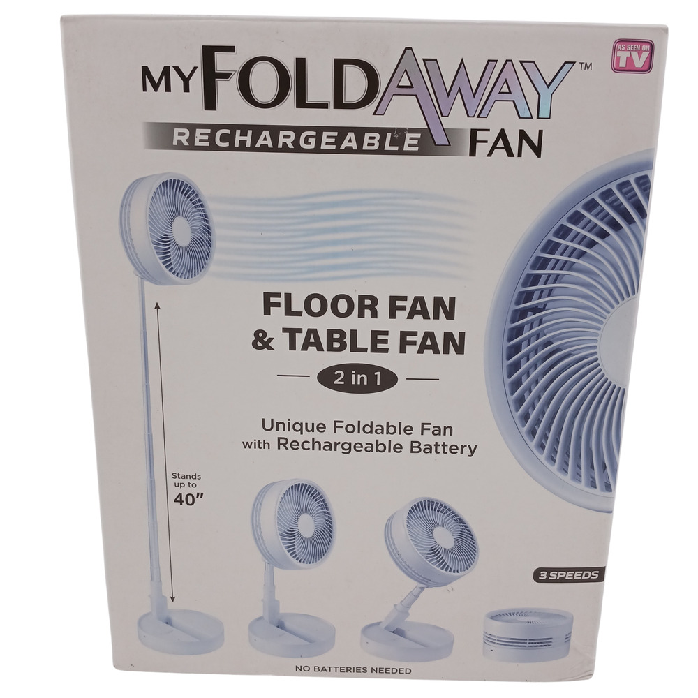 My Fold Away Rechargeable 2-in-1 Floor & Table Fan Compact Portable BRAND NEW